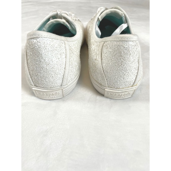Kate Spade New York Womens White Glitter Ribbon Lace Up Bridal Sneakers Size 7 - Picture 4 of 5